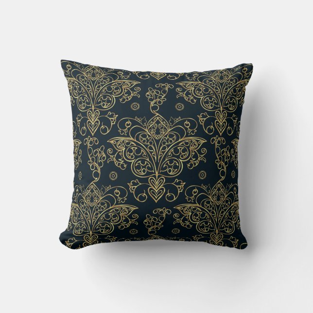 Coussin Élégant papillon baroque d'or fleurit (Recto)