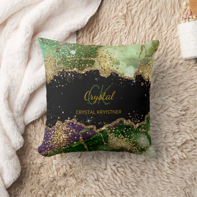 Coussin Élégant Parties scintillant moderne noir et vert M (Couverture)