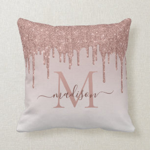 Coussin Élégant Parties scintillant  Rose Monogramme or Sc