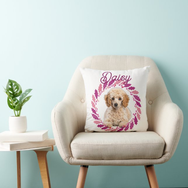 Coussin Elegant Pastel Pink Poodle | Custom Christmas Gift (Chaise)