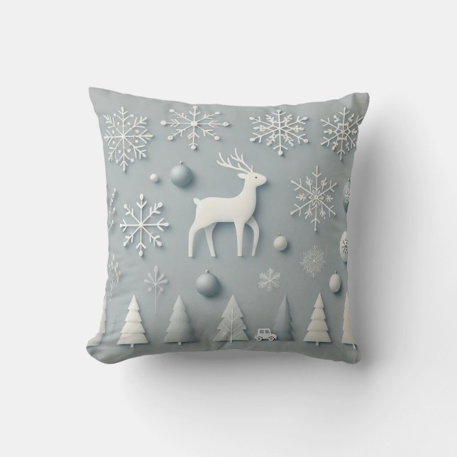 Coussin Elégant Pays des merveilles hivernales - Rennes mi (Recto)