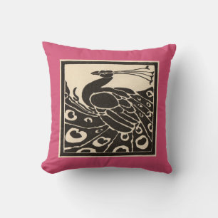 COUSSIN ÉLÉGANT PEACOCK ROSE BLANC NOIR