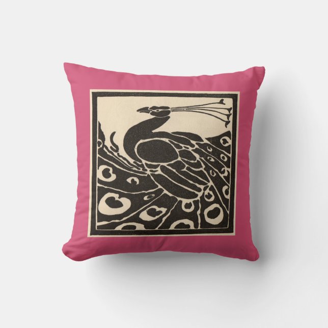 COUSSIN ÉLÉGANT PEACOCK ROSE BLANC NOIR (Recto)