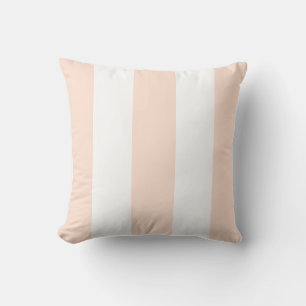 Coussin Elégant pêche orange clair blanc bandes verticales