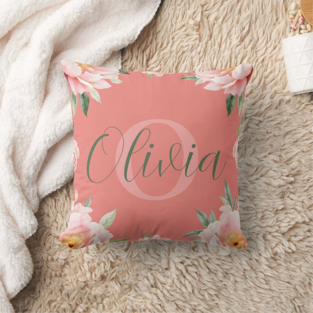 Coussin Elégant Peony rose Cuisine Florale | Eau romantiqu (Couverture)