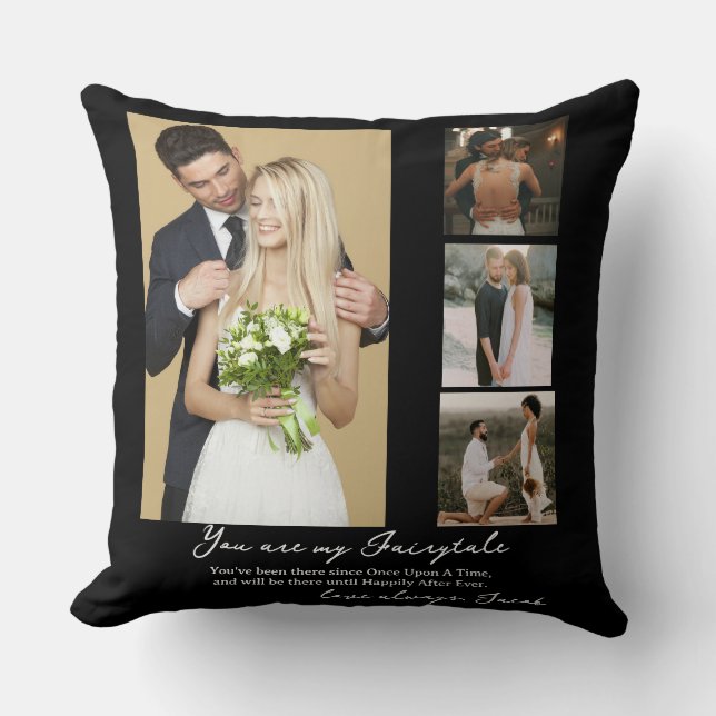 Coussin Elégant personnalisation de mariage jour photo Col (Recto)