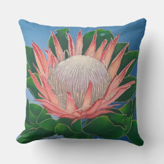 Coussin Elegant Pink King Protea | Flower Botanical Art