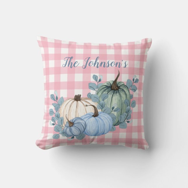 Coussin Élégant Plaid Rose Plaid Floral Citrouille Cosy Dé (Recto)