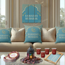 Elegant Ramadan Mubarak Throw Pillow