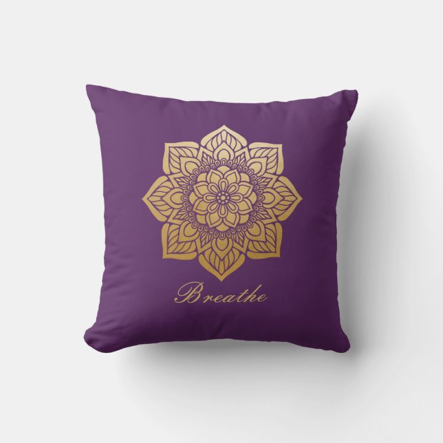 Coussin Élégant Respirer Purple et Gold Mandala (Recto)