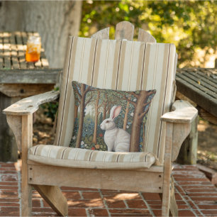 Coussin Elégant retro boho blanc lapin boisé fleurs