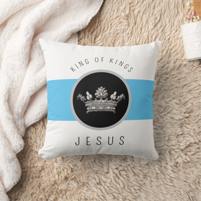 Coussin Élégant Roi des Rois Jésus Couronne chrétienne (Couverture)