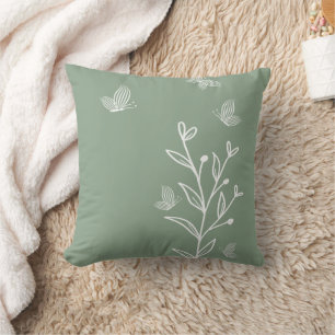 Coussin Élégant romantique vert sauge floral