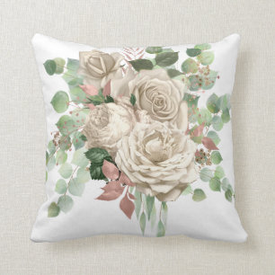 COUSSIN ÉLÉGANT ROSE DE CRÈME EUCALYPTUS CUSHION