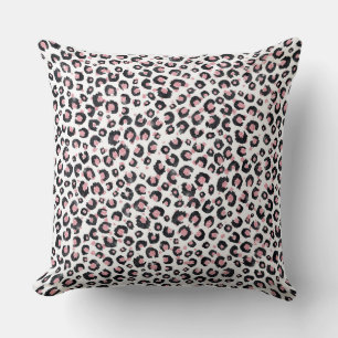 Coussin Élégant Rose Léopard Noir Poster de animal
