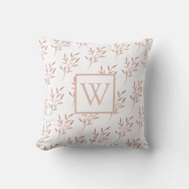 Coussin Élégant Rose Monogramme Or (Recto)