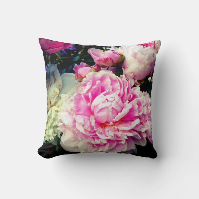 Coussin Elégant rose peony blanc floral jardin photo (Recto)