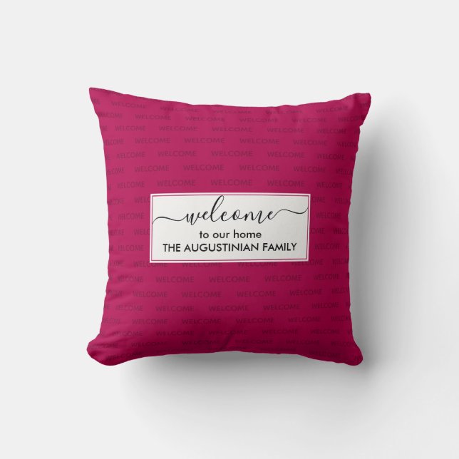 Coussin Elégant rose profond Accueil personnalisé (Recto)