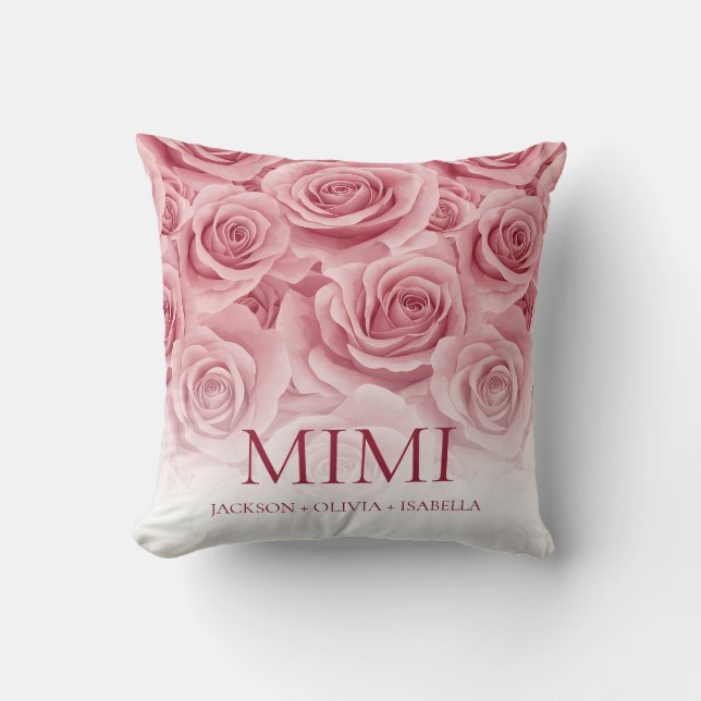 Coussin Élégant rose rose Grandchilren's Names Grand-mère (Recto)