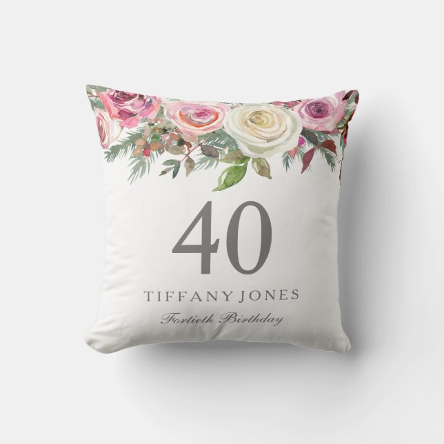 Coussin Elégant Rose Rose rose rose floral 40e anniversair (Recto)