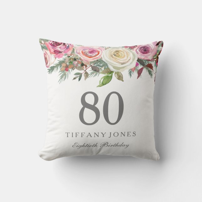 Coussin Elégant Rose Rose Rose Rose Floral 80e anniversair (Recto)