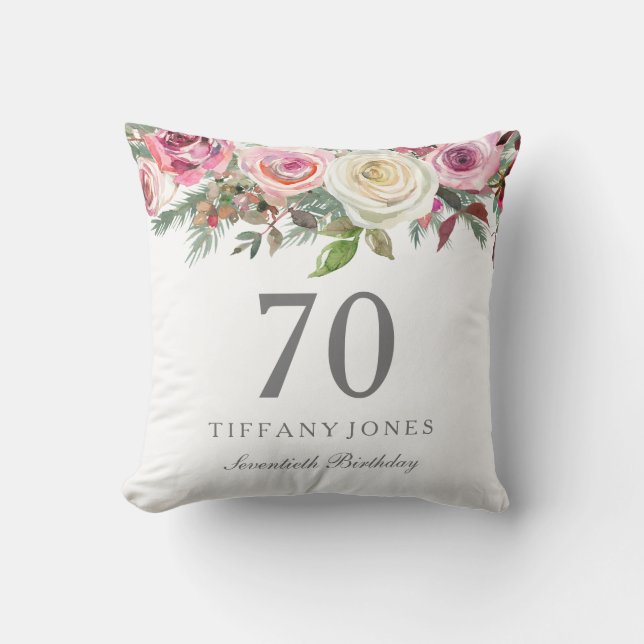 Coussin Élégant Rose Rose Rose rose rose Floral 70e annive (Recto)