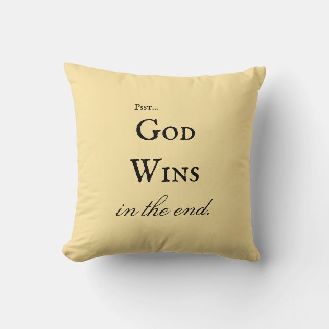 Coussin Élégant Script Dieu gagne Inspirationnel Crème Jau (Recto)