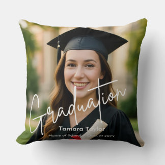 Coussin Elegant Script Graduate 2 Photograph Keepsake Thro