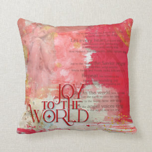 Coussin Élégant script Joy To The World Christmas Carol