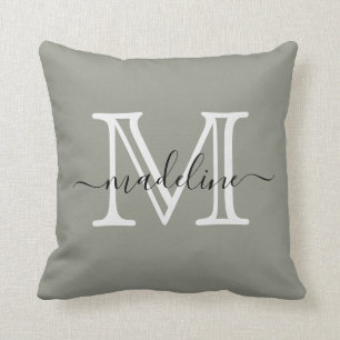 Coussin Élégant Script moderne Monogramme de brouillard À 