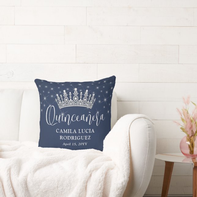 Coussin Elegant Sparkles Quinceañera Navy Blue Keepsake (Canapé)