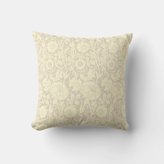 Coussin Élégant subtil motif floral crème beige (Recto)