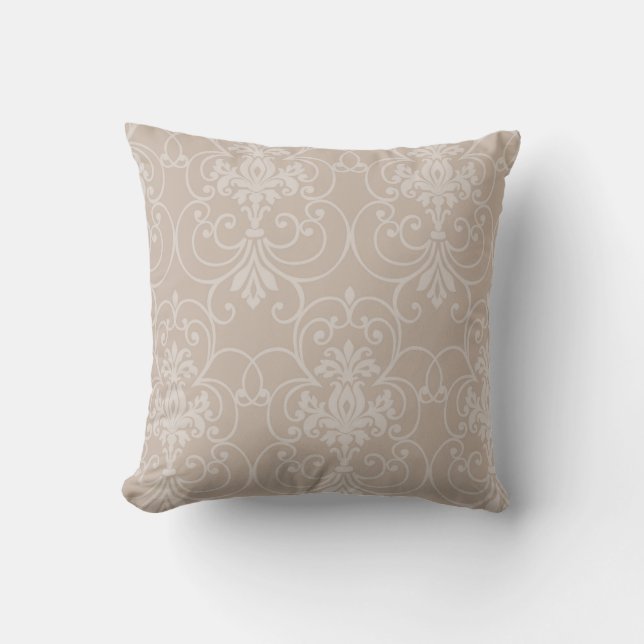 Coussin Elégant Taupe damask design 8 (Recto)