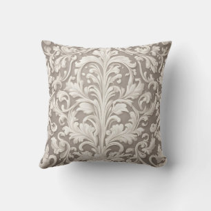 Coussin Elégant tissu Damas blanc avec vignes à rotation
