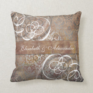 Coussin Elégant Toscan Damask Custom Nouveau-marié Mariage