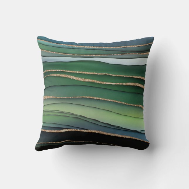 Coussin Élégant Vert Parties scintillant or dégradé Abstra (Verso)