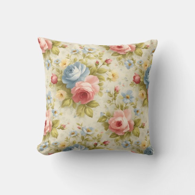 Coussin Élégant Vintage botanique floral (Recto)