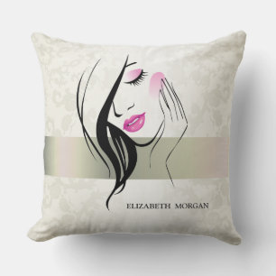 Coussin Élégant vintage, Chic, Dentelle, Silhouette fille