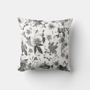 Coussin Elégant Vintage gris blanc de la passion Fleurs