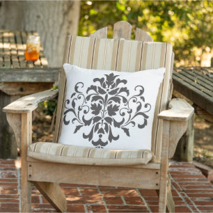 Coussin Elégant Vintage noir et blanc Damas