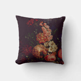 Coussin Elégant Vintage sombre Moody Hollandais Art Floral