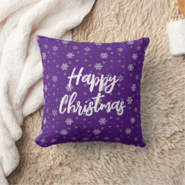 Coussin Élégant violet blanc Snowflakes Noël