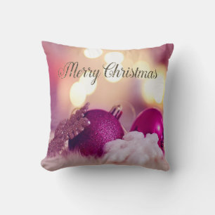 Coussin Élégant violet brillant ornements de Noël