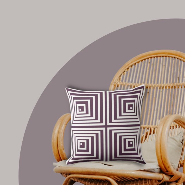Coussin Élégant violet et blanc Motif de boîte à angle (Créateur téléchargé)