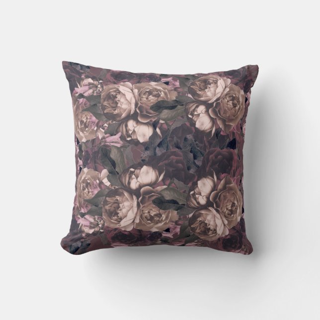 Coussin Élégant violet Rose Floral Botanique (Recto)
