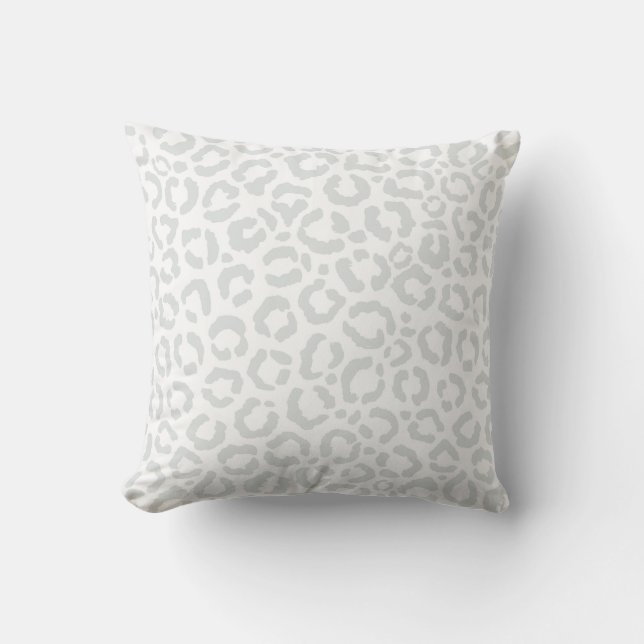 Coussin Elegant White Gray Leopard Cheetah Animal Print (Recto)