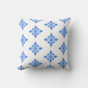 Coussin Elégante aquarelle bleue Portugais Carrelage Flora