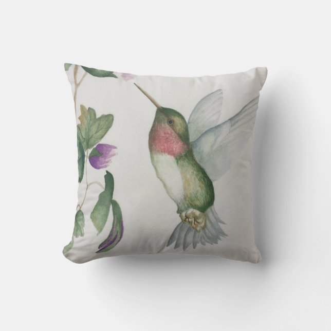 Coussin Elégante aquarelle du jardin des colibris (Recto)