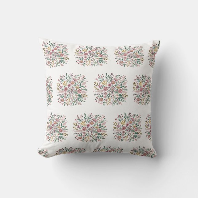 Coussin Elégante aquarelle moderne fleurs sauvages (Recto)