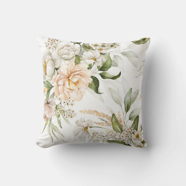 Coussin Elégante aquarelle motif décorative fleurie (Recto)